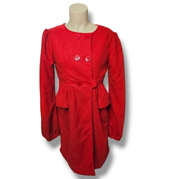 Vintage Jackets & Blazers - Vintage Scawaii peacoat jacket red with pockets small